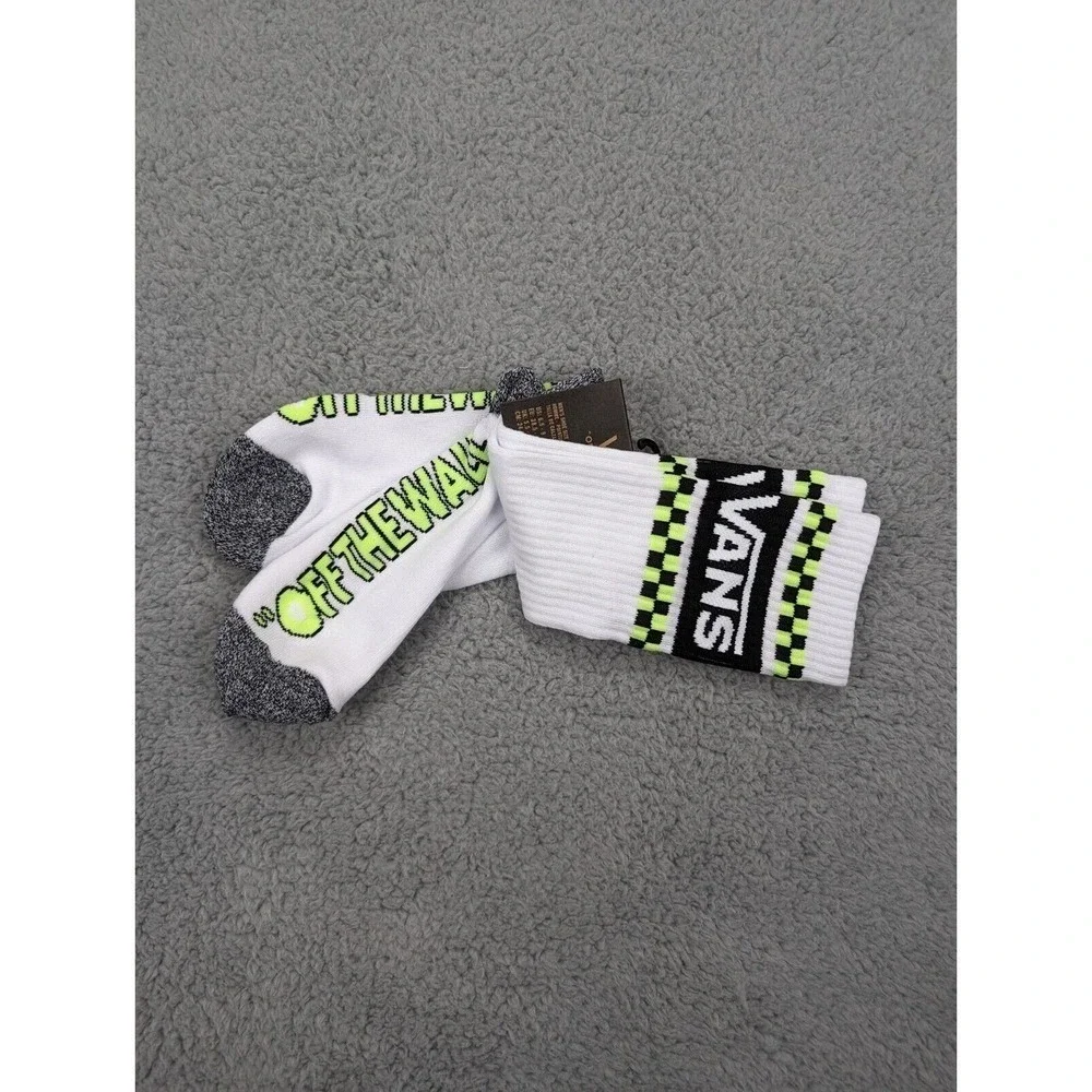 Vans Drop V Crew Socks Mens Womens 6.5-9 Black White Stripe Checkerboard‎ Logo